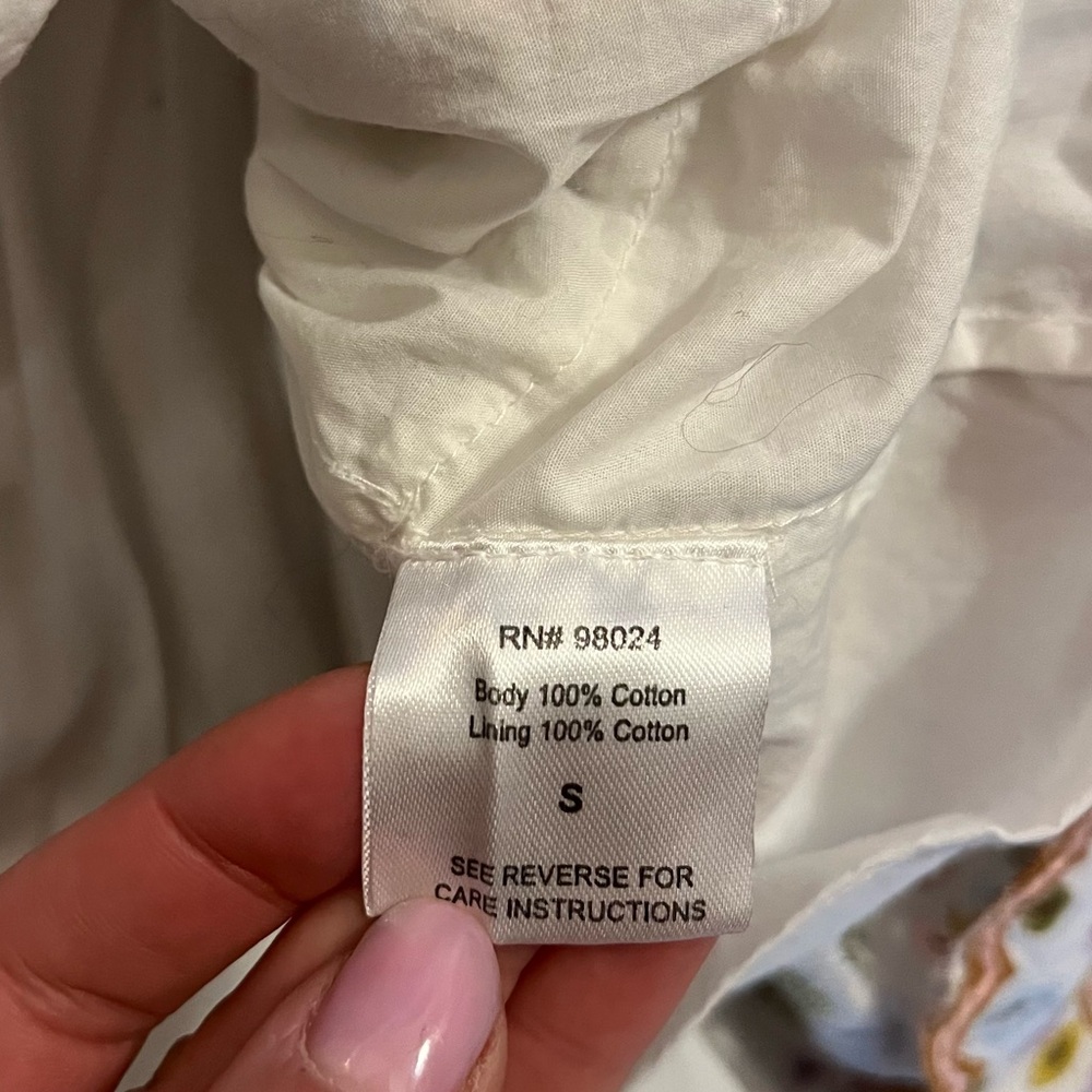 Love the Label Embroidered Tiered Mini Skirt Boho Cotton Scallop Hem Size Small - Picture 8 of 10